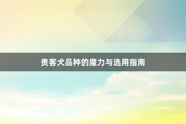 贵客犬品种的魔力与选用指南